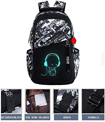 Asge Large Nylon Backpacks for Boys & Girls, Waterproof Satchel with Print, School Bags for 8-16 Years