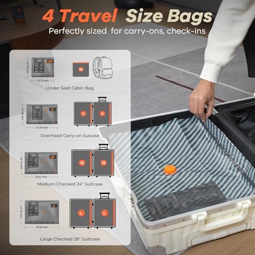 Vacuum Bags for Travel with Wireless Pump for Carry on Luggage or Suitcase | 16Pack in 4 Sizes Compression Packing Bags, 1800mAh Rechargeable Battery, Travel Essentials, Cruise and Home Storage
