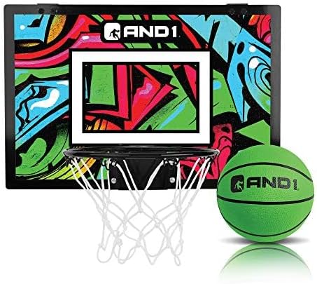 AND1 Over the Door Mini Basketball Hoop: 18x12 Shatterproof Backboard, 2 Mini Basketballs