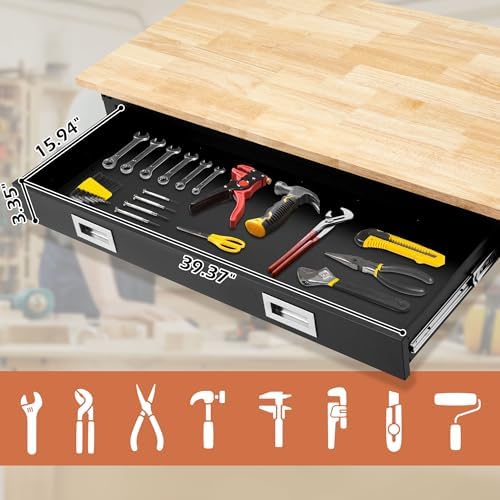 Antifir 48" Adjustable Workbench, Heavy Duty Workstation with Storage Drawer | Garage Workbench, 2000 LBS Load Capacity