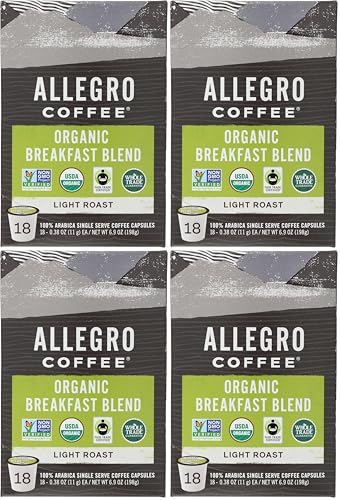 Allegro Coffee, Coffee Breakfast Blend Pods Organic 10 Count, 3.8 Ounce