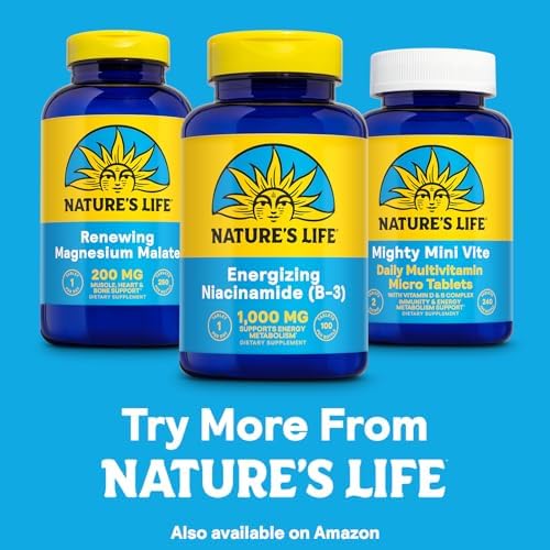 Nature's Life Energizing Niacinamide, Vitamin B3 1000mg - High Potency, No Flush Niacin Supplement - Nerve Function