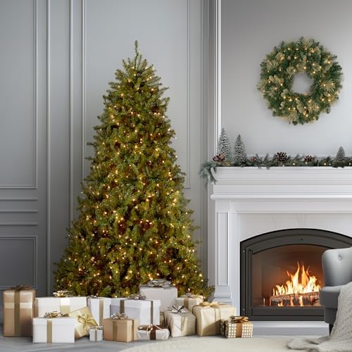 National Tree Company 7ft Pre-Lit Dunhill Fir Artificial Christmas Tree | 700 Clear Lights, 2,144 Tips, Includes Stand, Green