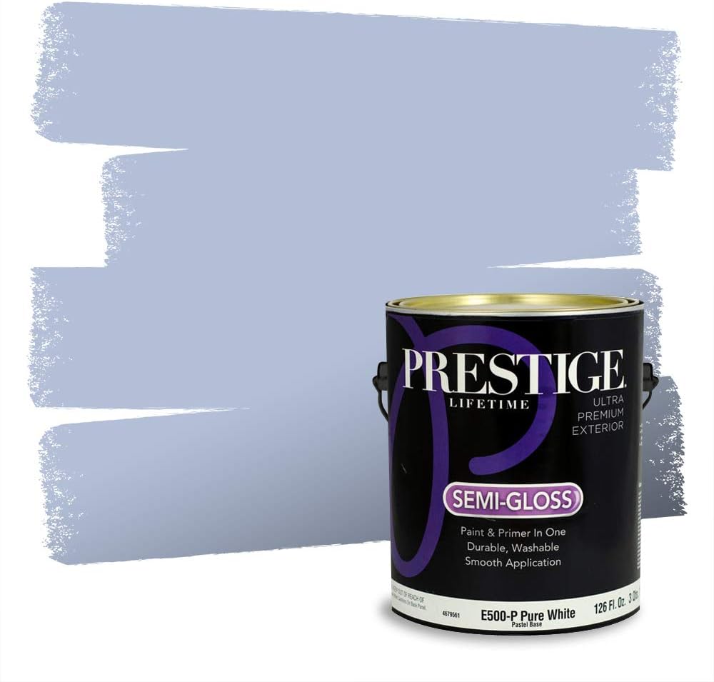 PRESTIGE Paints Exterior Paint and Primer In One, 1-Gallon, Semi-Gloss, Comparable Match of Behr* Intercoastal Gray*