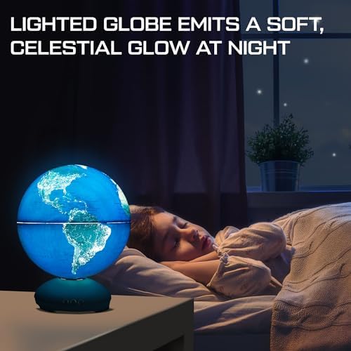 USA Toyz Illuminated World Globe with Stand - 3in1 STEM Globes for Adults and Kids, Constellation Map, Built-In LED Night Light Lamp, Easy to Read Texts, Non-Tip Base, 13.5 Inch Tall, 9 Inch Diameter