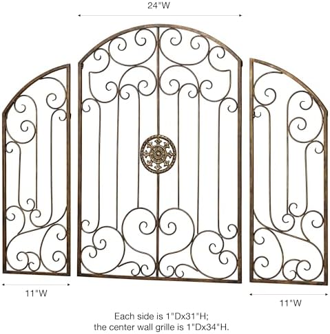 Garden Gates Wall Decor Golden Bronze Set of Three