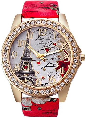 Wholesale PU Leather Strap Watch Mother Day Gift Bling Rhinestone Accented Eiffel Tower Ladies Women Watches