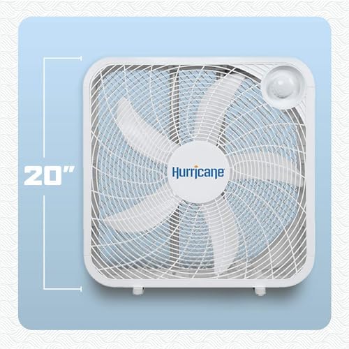 Hurricane Classic Floor Box Fan with 3 Speed Settings, White - 20in | Corded Portable Electric Air Cooling Unit w/ Powerful 2400 CFM Airflow for Home, Garage, Office, Bedroom & Basement