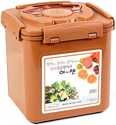 Premium Kimchi, Sauerkraut Container Probiotic Fermentation with Inner Vacuum Lid (Earthenware Brown, 0.45 gal/ 1.7L)