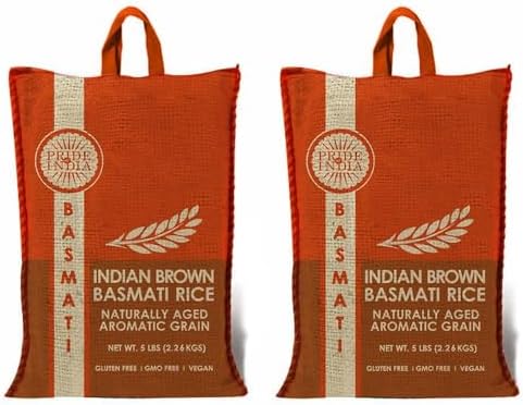 Pride Of India - Extra Long Indian Premium White Basmati Rice, 10 Pound (4.54 Kilo) Reclosable Bag - Naturally Aromatic, Aged, Flavorful, Slender, Non Sticky Grains - Great Value for Money