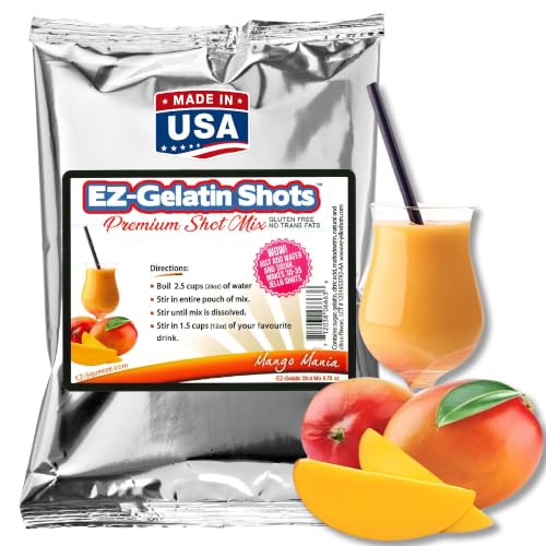 Mango Mania Jello Shot Mix, 6.78oz Premium Gluten-Free Tasty Gelatin Mix | Made in the USA - Easy to Make EZ Gelatin Shot Mix