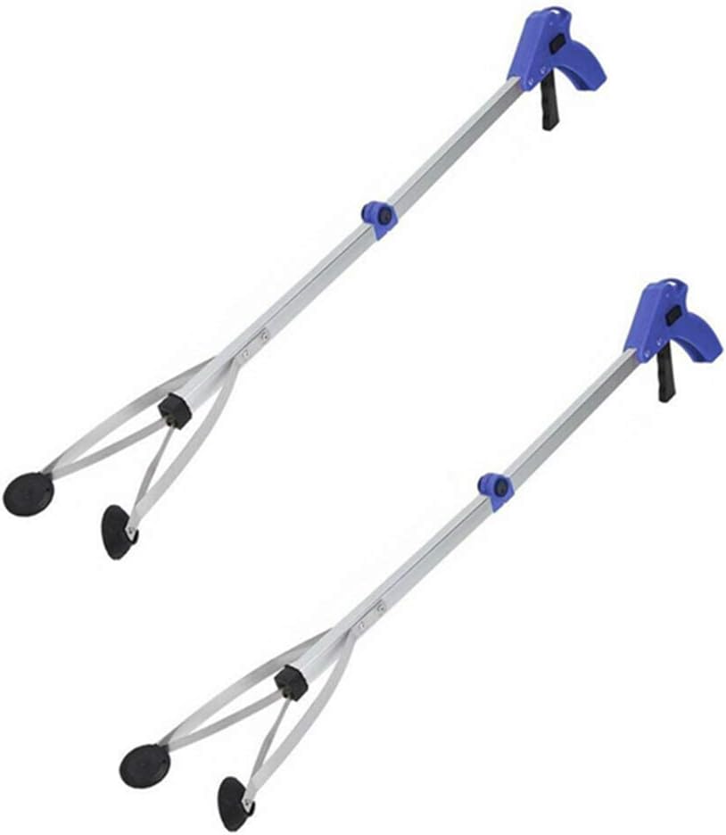 [New Version] 2 Pack Foldable Reacher Grabber Tool, Long 32" Foldable Extender Gripper Tool, Suction Cups for Precise Work, Claw Trash Garbage Picker