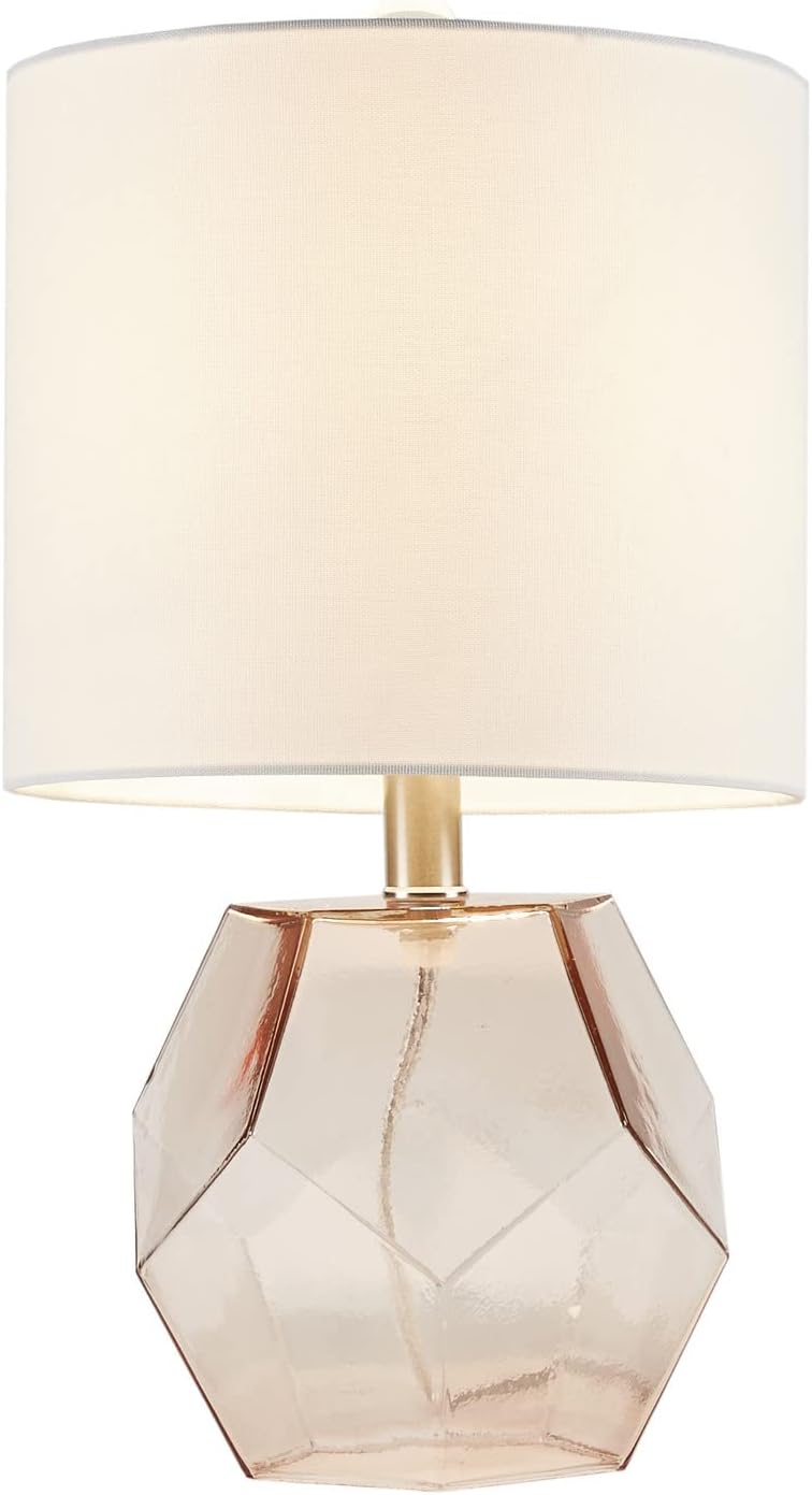 510 Design Bella Glass Table Lamps for Bedroom, Nightstand Light With Cotton Blend Fabric Shade, Rotary Switch, 60" Corded, 60W Bulb, Transitional