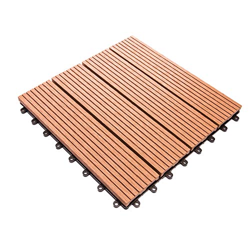 IncStores Helios Interlocking Patio Deck Tiles | All Weather | Waterproof Outdoor Flooring for Patio, Balcony Flooring, Garden and Poolside | 12"x12" | 11 Gray 6 Slate Tiles