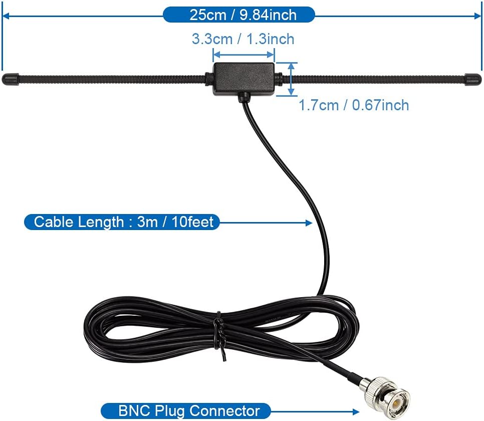 Bingfu Police Radio Scanner Dipole Antenna 20-1300MHz Adhesive Mount BNC Male， Vehicle Mobile Ham Amateur Antenna Compatible with Uniden Bearcat