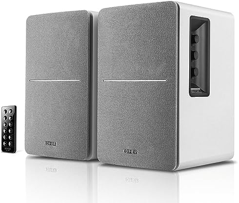 Edifier R1280DB Powered Bluetooth Bookshelf Speakers - Optical Input - Wireless Studio Monitors - 4 Inch Near Field Speaker - 42W RMS - Wood Grain (Black)