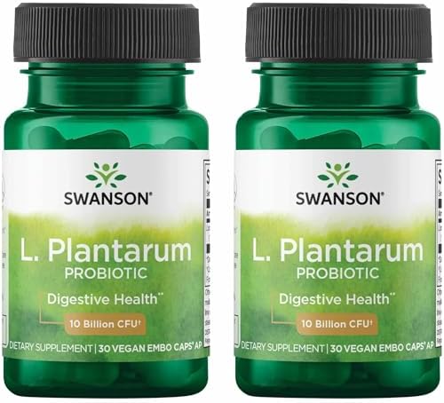 Swanson L. Plantarum - 10 Billion CFUs - Probiotic Supplement for Occasional Gas & Bloating - Supports Lower GI Tract Health* - No Refrigeration Needed - Non-GMO - 30 Vegan Capsules