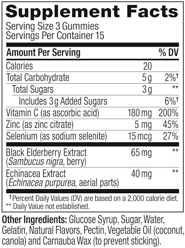 Olly Gummy Active Immunity+Elderberry, 45 Gummies (1 Pack), Berry Flavor