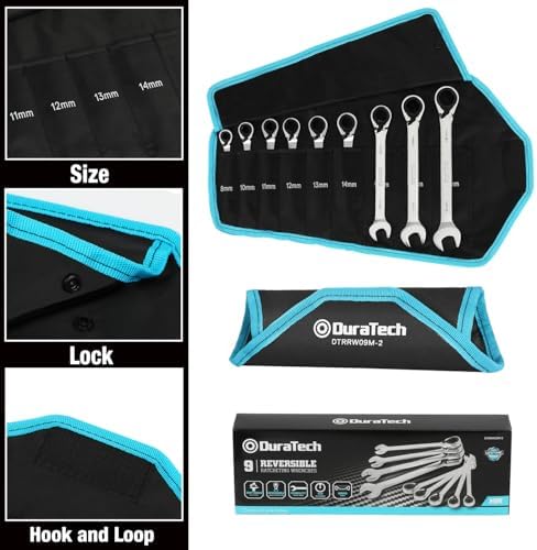 DURATECH Reversible Ratcheting Combination Wrench Set, SAE, 9-Piece