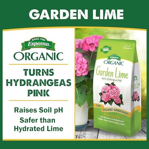 Espoma Organic Garden Lime, Raises Soil pH and Helps Turn Hydrangeas Pink! Contains pelletized dolomitic Lime and can be Used for Organic Gardening
