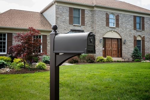 Architectural Mailboxes Arlington Post Mount Mailbox, Black, Large | Galvanized steel build for outside with weather-resistant build and rust-resistant powder-coat finish. USPS approved.