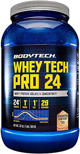BodyTech Whey Tech Pro 24 Protein Powder - Protein Enzyme Blend with BCAA's to Fuel Muscle Growth & Recovery