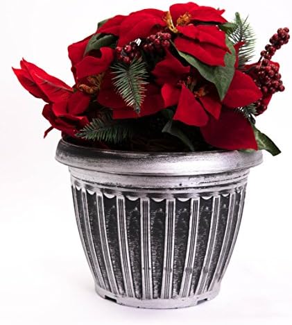 Rustic Flowerpot 10" Planter for Garden Patio Office Ornaments Home Decor Long Lasting Reusable Light Weight (Silver-S)