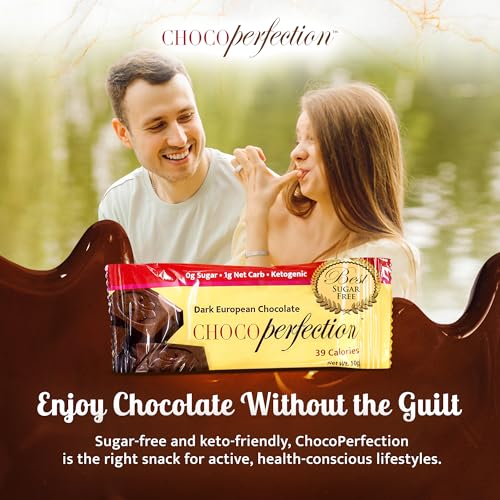 ChocoPerfection Sugar Free Dark Chocolate Bars - Gluten Free - 30 Pack 10G