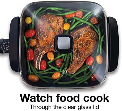 Proctor Silex Electric Skillet with Lid, 116 sq. in. Nonstick Cooking Surface for Frying, Sauteing, Simmering and Braising