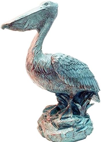 homestyles 20 in. Pelican on Ocean Coastal Rock Collectible Beach Statue-Bronze Patina Finish