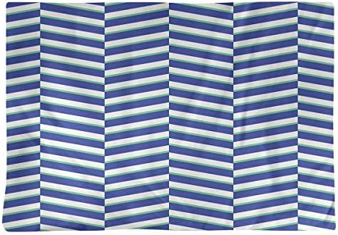 Dana Strider Two Color Fractured Stripes Table Placemat, 18 x 14, Blue & Green