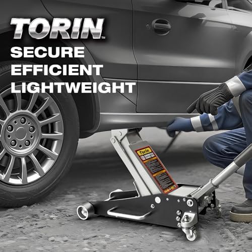 BIG RED T815016L Torin Hydraulic Low Profile Aluminum and Steel Racing Floor Jack with Dual Piston Quick Lift Pump, 1.5 Ton (3,000 lb) Capacity, Blue, T815016L