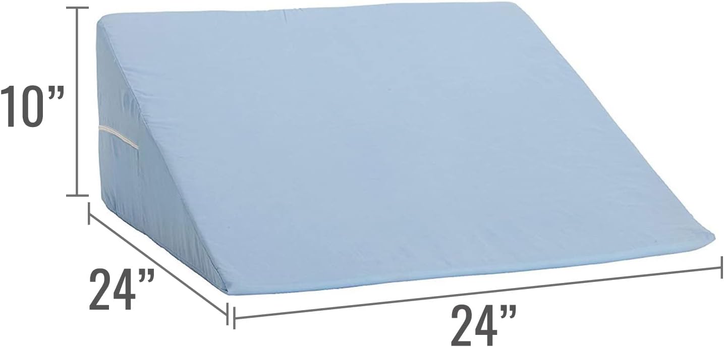 DMI Bed Wedge Pillow and Triangle Wedge with Elevated Incline for Neck Pain, Headaches, Shoulders, Back Pain, Foot Support, Knee Pain or Restless Leg Syndrome, 24x24x12 inches, White (Pack of 1)