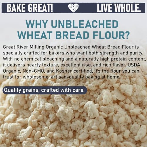 Great River Milling Organic Bread Flour, Unbleached, 25 lb