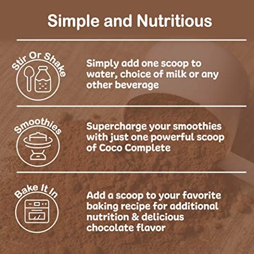 Coco Complete Immune System Boost - Superfood Chocolate Powder, 30 Servings | Energy Support, Sugar Free, Real Cocoa Powder, Green Tea Extract