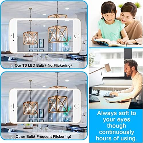 12 Pack E12 LED Edison Bulbs, 4W Dimmable T6, 2700K Warm White | Equal 40W, Dimmable T6 T25 LED Bulb, 420lm, No flicker, Candelabra light bulb for Chandelier, Ceiling Fan, Not E26 Base