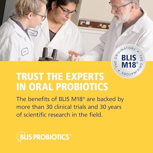 BLIS Teeth & Gums Oral Probiotics M18 Dental Support 30 Peppermint Lozenges | BLIS M18 2.5 Billion CFU, Dental Probiotics, Convenient daily use, Safe