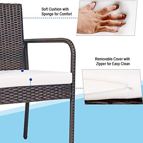 Outdoor Patio Wicker Chairs Set of 4, with Heavy Duty Steel Frame and Soft Cushions, All Weather Resistant Outdoor Dining Set, Suitable for Poolside