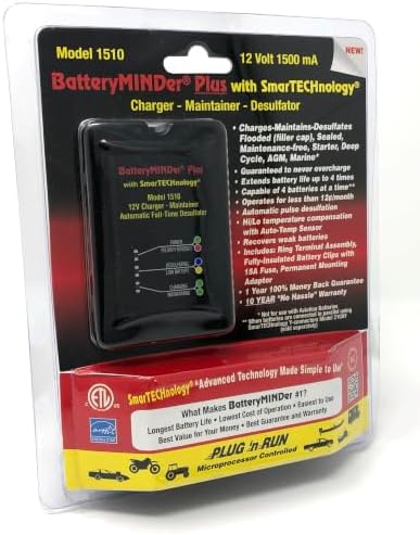 1510 12 Volt-1.5 Amp Smart Battery Charger, Maintainer & Desulfator, Automatic Trickle Charger for Car, Motorcycle