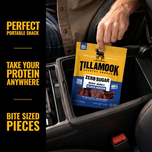 Tillamook Country Smoker Zero Sugar Keto Friendly Beef Jerky, Black Pepper, 2.2 Ounce