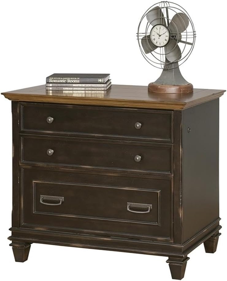 Hartford Wood Lateral File With Locking Legal/Letter File Drawer Black