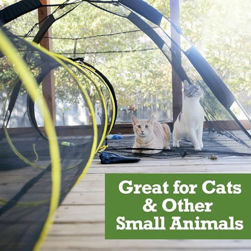 Kitty Compound Outdoor Cat Enclosure and Tunnel, Play Tents | Portable playhouse setup letting indoor felines enjoy fresh air outside while staying contained, safe and secure at all times