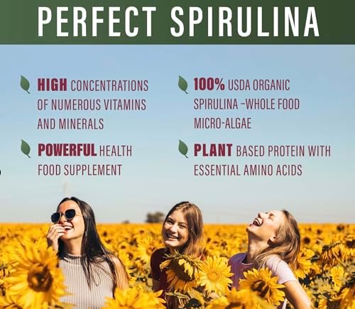 Perfect Supplements – Perfect Spirulina – 120 Vegetable Capsules – Organic Spirulina Supplement - Whole Food Micro Algae - Immune System Support