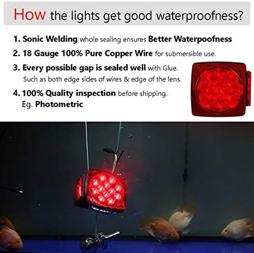 CZC AUTO 12V Submersible LED Trailer Light Kit, Under 80 Inch Boat Utility | Trailer Lights and Wiring Kit for Utility Trailer, Boat Trailer, Jet Ski