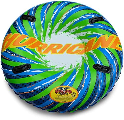 Flexible Flyer 56" Hurricane Snow Tube - 2-Person Round Inflatable Snow Sled and Water Pool Float for Year Round Fun - Double Sled with Handles for