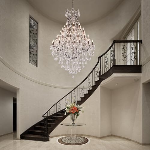 42 Lights Large Crystal Chandeliers for High Ceilings Maria Theresa Chandelier Light Fixture Heavy Vintage Chandelier for Foyer Hallway Entryway