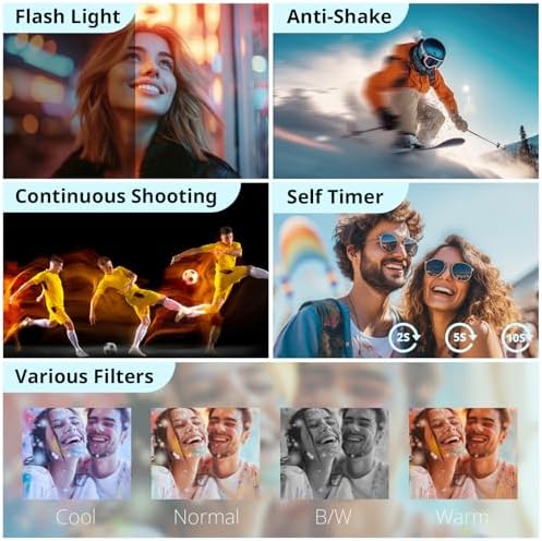 4K Digital Camera for Photography Autofocus, 2026 Latest 48MP Vlogging Camera for YouTube with SD Card, 2 Batteries, 3" 180°Flip Screen Compact Travel Camera for Teens with 16X Zoom,Black