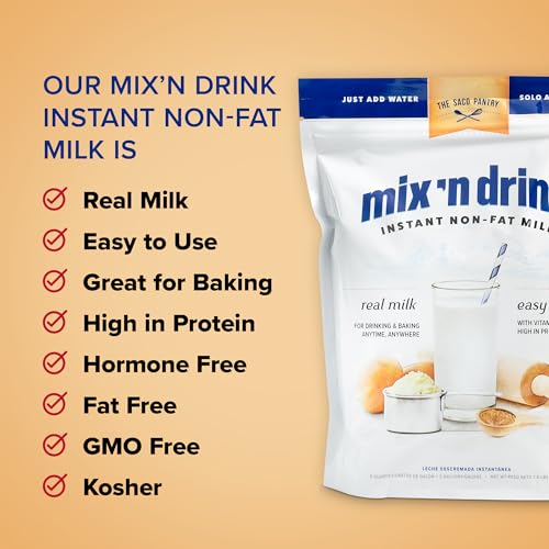 SACO Mix 'n Drink Instant Skim Milk, Fat-Free, Makes 10 Gallons