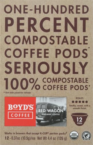 Boyd's Coffee Red Wagon Single Serve, 12 Count | BPI certified, Rainforest Alliance beans, smoky flavor, smooth finish, roasted in Portland, Oregon