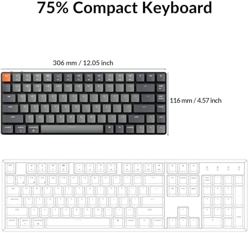 Keychron K3 Version 2 QMK 75% Wireless Low-Profile Mechanical Keyboard